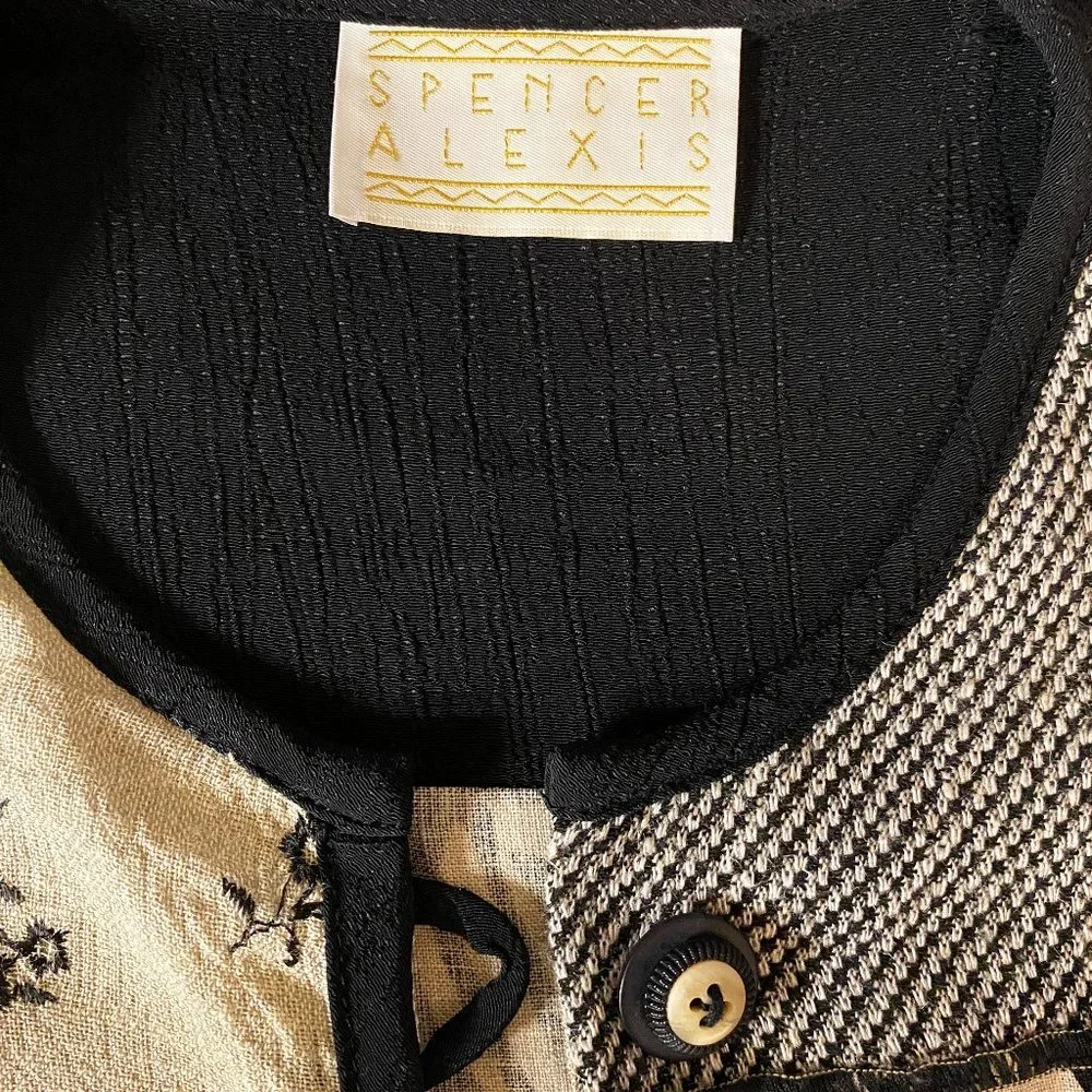 VINTAGE Spencer Alexis Patchwork Art Top Embroidered Shoulder Pads Size 12 - Picture 5 of 5